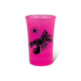 Puzzled Lobster Pink Neon Shot Glass 1.28 Oz Quality Glassware for Bar Collection Novelty Liquor/Spirits Drinking Glass - Marine Life Beach Animal Nautical Theme