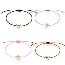 XFSRG 4 Stück Schutzengel Armband Set aus Edelstahl für Damen und Herren Freundschaftsarmband Glücksarmband Verstellbar Modisches Design (Gold)