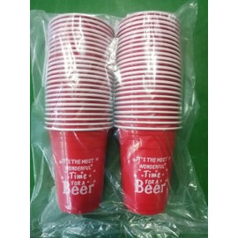 Tina's Holiday Shoppe It's the Most Wonderful Time for a Beer Red Disposable Party Cups! 50 In Each Package., Large