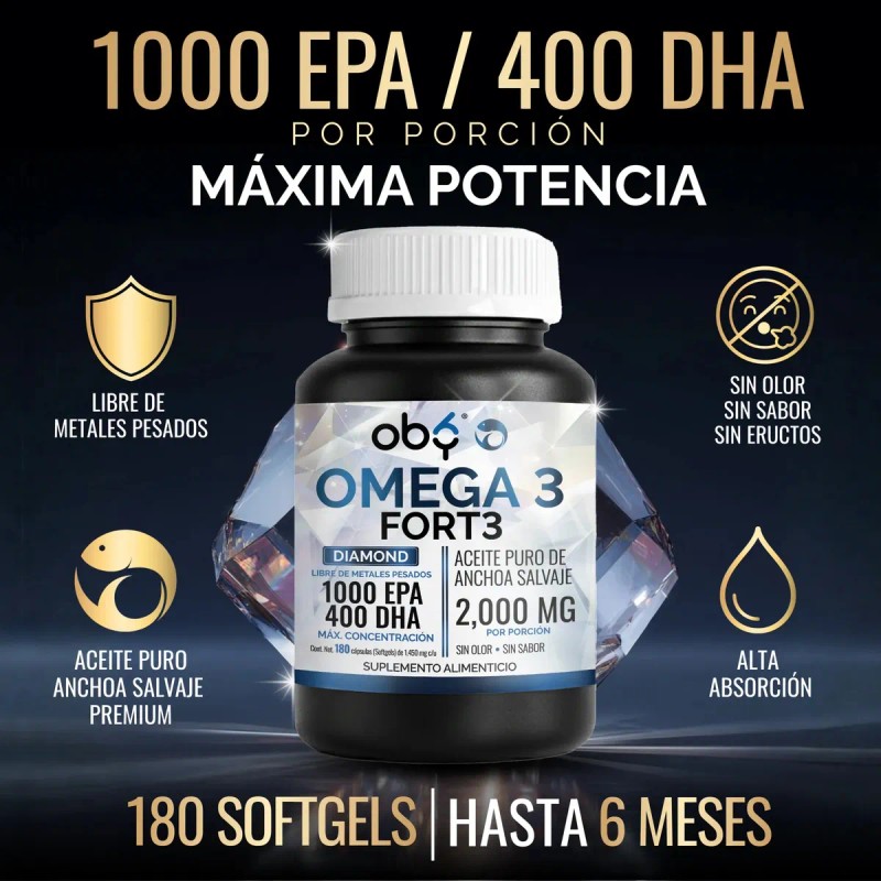 Omega Diamond 2000mg Anchoa Epa Dha Eructos Sabor Olor 180