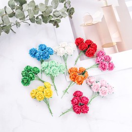 Handmade Mini Heart Petals Mulberry Paper Roses 18 mm Mulberry Paper Flowers Scrapbooking Wedding DIY Craft Supplies Card Artificial Roses, Artificial Flowers (10 Colors) 50 Pcs