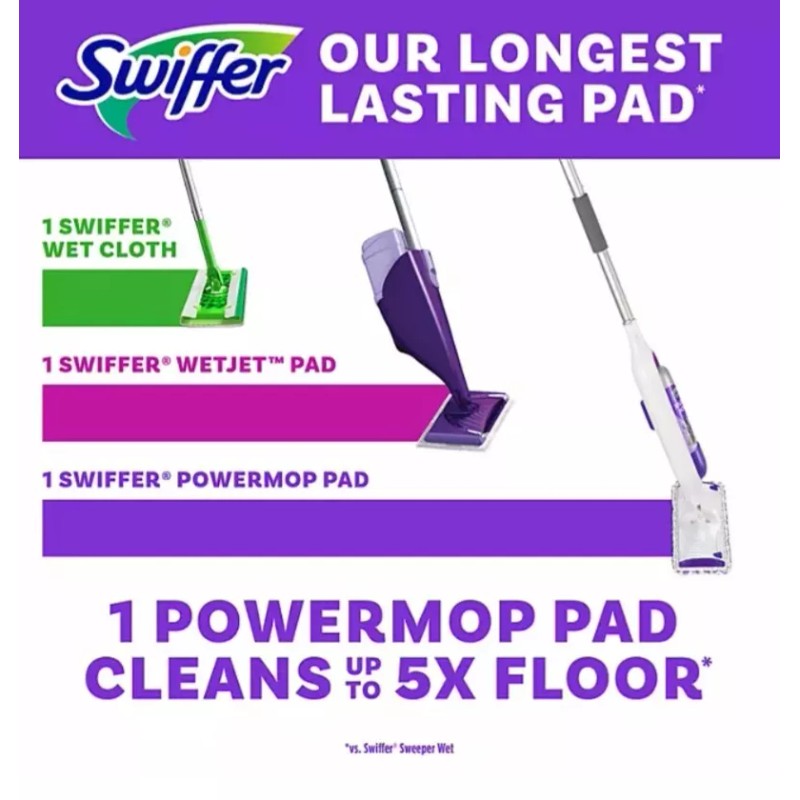 Swiffer PowerMop Multi-Surface Mopping Kit, Lavender (10 Pads, 2 Solutions)