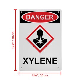 OSHA Xylene Sign, 8.5 x 11 in" OSHA Compliant Chemical Sign, Weatherproof Plastic, UV resistant & Easy-to-Read Signage