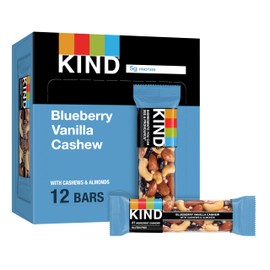 KIND Bars, Blueberry Vanilla Cashew, Healthy Snacks, Gluten Free, 5g Protein, 12 Count