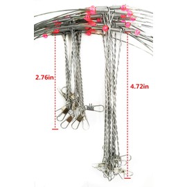 Fishing Wire Leaders for Bottom Rigs: 10pcs Saltwater Hi-Low Rig Leaders with Swivels Snap for Trolling Pier Surf Fishing Tackle - 1 Arm(Length 4.72in)