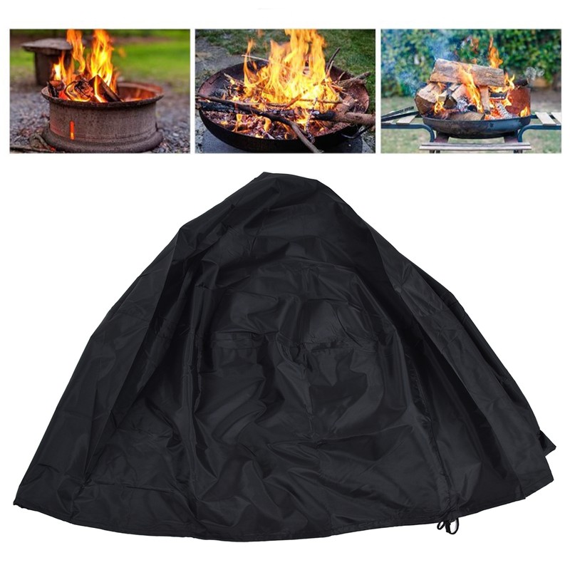 Fire Pit Cover Round Patio Outdoor Fireplace Cover Waterproof Dustproof