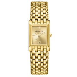 GOLDEN HOUR Vintage Rectangle Bracelet Gold Watch for Women in Gold Dial