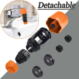 Tap Connector Universal Quick Fitting Hose Connector Mixer Tap Adjustable Faucet Adapter with 4 Replacement Washers for Garden Bathroom Kitchen Indoor Outdoor Hose Pipe (Orange)
