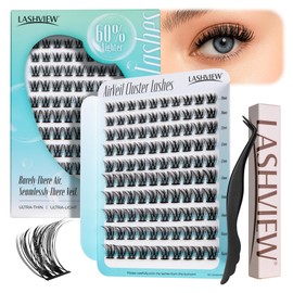 LASHVIEW Cluster Lashes,Lash Clusters Natural Look Cluster Lashes Extensions Super Thin Band & Soft Lashes Reusable 10-16mm MIX (13-N)