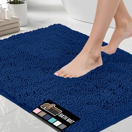 GORILLA GRIP Bath Rug Mat 36x24, Soft Absorbent Chenille, Quick Dry Microfiber Mats, Rubber Backing Washable Shower Floor Rugs, Bathmat Runner, US Designed Bathroom Home Decor Accessories Royal Blue