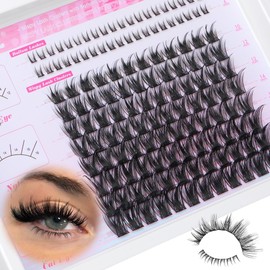 JIMIRE Lash Clusters Wispy Eyelash Clusters 10-18MM D Curly Mink Cluster Eyelash Extensions with Bottom Lashes 136Pcs Natural Lash Extensions for Beginners DIY Individual Lashes at Home
