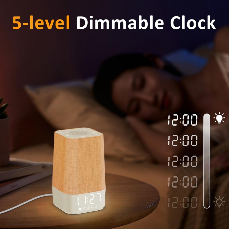 Wkzay White Noise Sound Machine: 30 Soothing Sounds, Sunrise Alarm