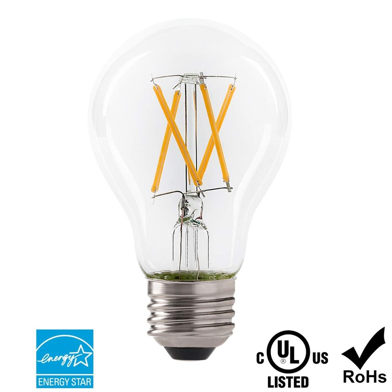 LED 7W A19 Filament Clear Light Bulb, 60W Equivalent, 800