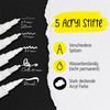Online Set of 5 Hand Lettering Pens, White, Strong Opaque
