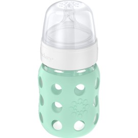 Lifefactory 8-Ounce Wide Neck Glass Baby Bottle with Protective Silicone Sleeve and Pivot Straw Cap, Mint (LG2241WMI4)