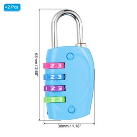 PATIKIL Combination Lock, 2Pcs 4 Digit Outdoor Padlock Waterproof Locker Lock for Luggage Suitcase, Gym Locker, Fence, Filing Cabinets, Toolbox, Gate, Blue with Colorful Wheel