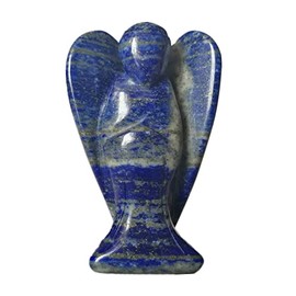 Manekieko Natural Lapis Lazuli Healing Crystal Prayer Guardian Angel Statue,48mm Carving Pocket Palm Stone Figurines Decoration