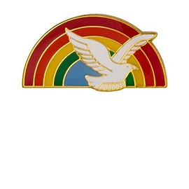 Sterling Gifts Spirit Dove on Rainbow & Blue Sky Lapel Pin Set of 4 - Holy Spirit