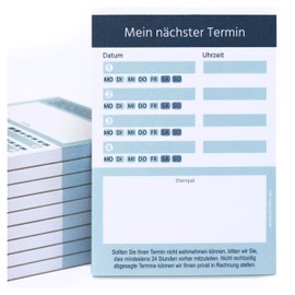 PRINTINO® 10 Appointment Pads 50 Appointment Sheets Blue DIN A7 Practice Doctors Physiotherapy Foot Care Cosmetics Healing Practitioners Massage