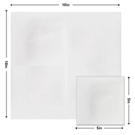 [3-Ply - 5 x 5 Inch Folded] Fashion Cocktail Napkins, Dessert, Beverage Disposable Napkins, 400 Count, Bulk White Napkins, Wedding, Bar, Restaurant or Party Napkins - 10x10 Inch Unfolded