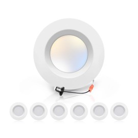 ECOELER 6 Pack 5/6 Inch 5CCT LED Retrofit Recessed Lighting, Dimmable Recessed Can Lights, 16.5W 1200LM Downlight with Aluminum Trim, 2700K/3000K/4000K/5000K/6000K Adjustable, ETL & FCC Listed