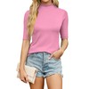 Bluetime Women's Mock Neck Tops Half Short Sleeve Turtleneck Stretch