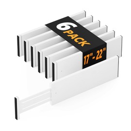 SpaceAid Bamboo Dresser Drawer Dividers 6 Pack, 4.65“ High Adjustable 17“-22” Drawer Organizers, Expandable Organization for Clothing, Clothes, Dressers, White