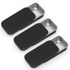 SKYPIA Lip Balm Tins Slide Top Tin Containers for Lip Balm Crafts Storage Kit - 0.25oz 3 Pack (BLACK)