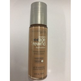 Maybelline Age Rewind Foundation SANDY BEIGE (MEDIUM-1) Silver Color Cap NEW.