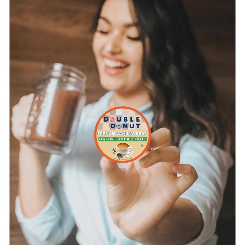 Double Donut Coffee Decaf French Vanilla Coffee Pods, Medium Roast