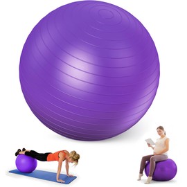 Multi-Use Exercise, Pregnancy and Pilates Ball - 250kgs x 65cm - for Adults and Teens Over 5ft7 - Maternity, Sensory and Physio Uses - Inflatable Gym Ball - Purple - Pump Sold Separately