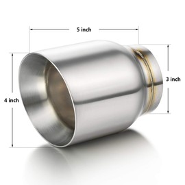 Exhaust Tip 3" Inlet Dual Wall, A-KARCK Double Wall Tailpipe Tip 3" Inlet 4" Outlet 5" Overall Length Weld On Decorate Car Tailpipe