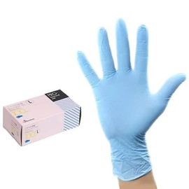 Ozax GO Nitrile Gloves, Economy Type, Blue, L, Powder Free, Pack of 100, Hemmed