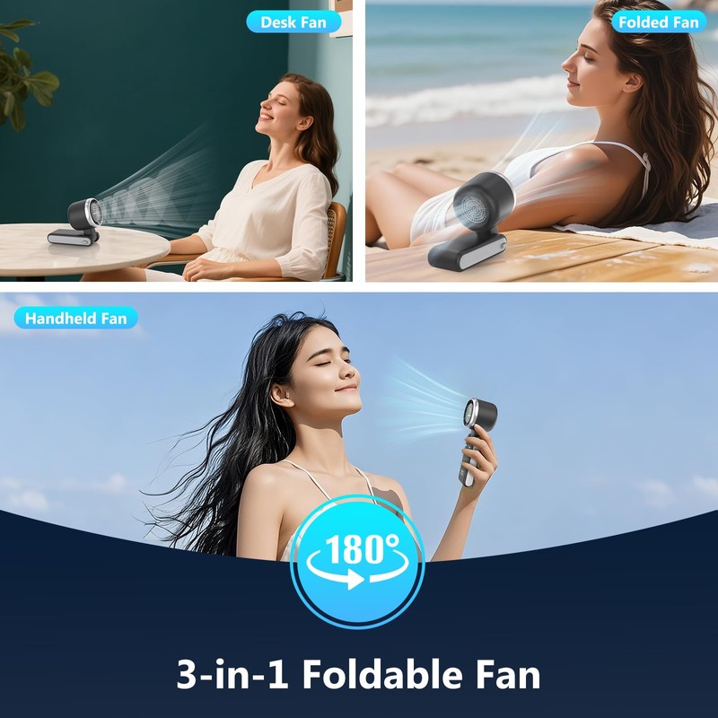 Portable Compact Handheld Fan, 3600mAh, USB Rechargeable Battery Operated, 5