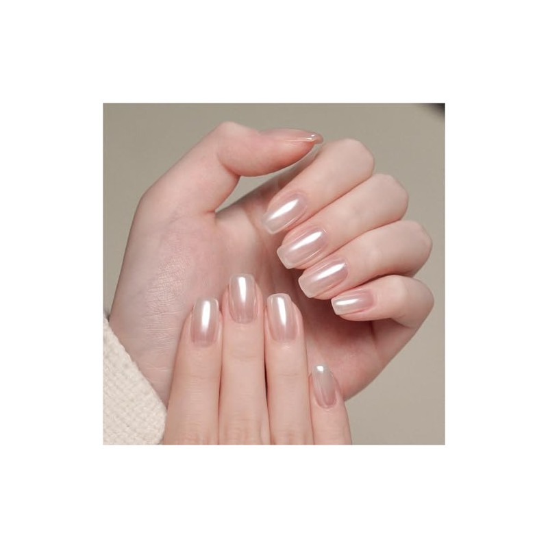GAOY Polvo para uñas perla cromo blanco, pigmento brillante con