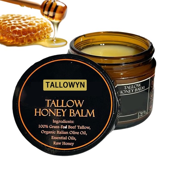 Organic Grass-Fed Beef Tallow Balm with Raw Honey, Beef Tallow