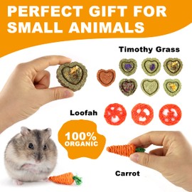 11 Piezas Juguetes para Masticar para Conejos,Juguetes Naturales para Masticar Timothy Hay,Mejoran la Salud de Los Dientes,Apto para Conejos/Marmotas/Chinchilla/Hámsteres/Cobayas