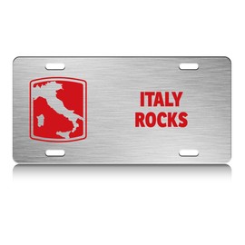 Press Fans - Italy Rocks Italy Map S.Steel Car SUV Truck License Plate Decorative Tag Chrome-D#z51