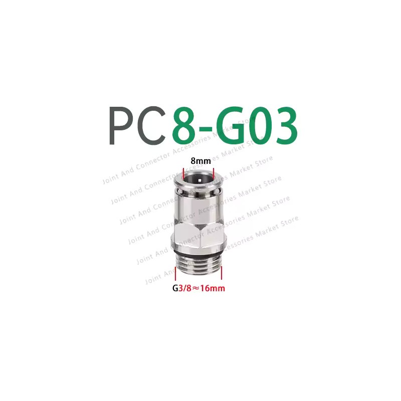 5-Pack PC-G Nickel-Plated Brass Pneumatic Push-to-Connect Fittings, 4–12 mm Tube,