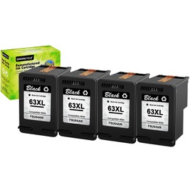 greencycle Remanufactured High Yield Ink Cartridge Replacement for HP 63 63XL F6U64AN Compatible with Envy 4520 4516 Officejet 4650 3830 3831 4655 Deskjet 3630 3632 3633 3636 Printer (Black, 4 Pack)