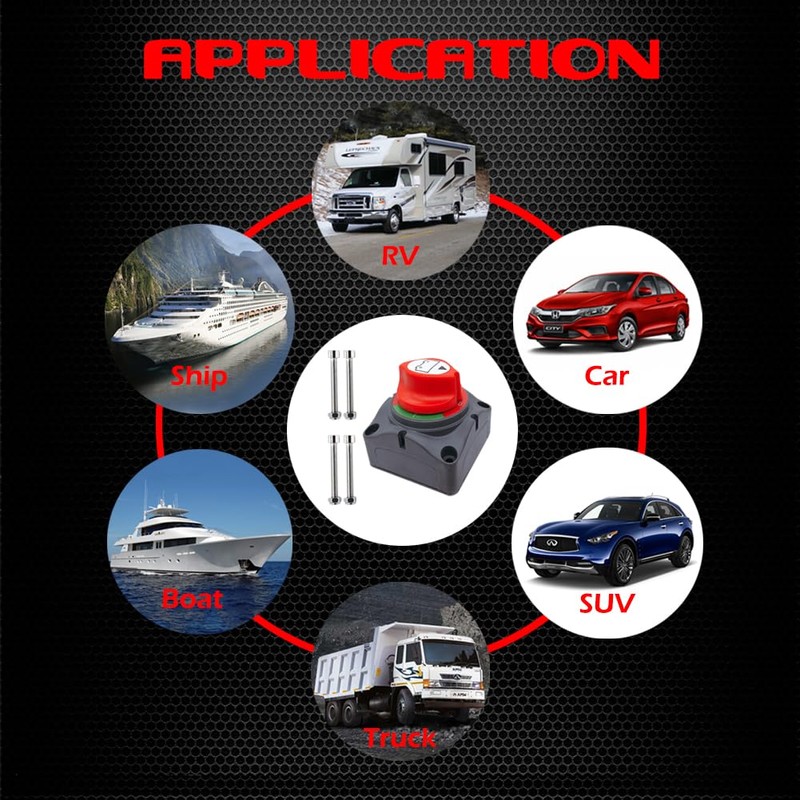 Ampper 1-2-Both-Off Battery Switch 12V - 48V, Marine Battery Disconnect