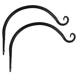 Mkono Hanging Plant Bracket Hook Curved Plant Hanger Indoor Outdoor for Flower Basket Bird Feeder Wind Chime Lanterns Yoga Mat and More, 8 inch, 2 Pcs, Black