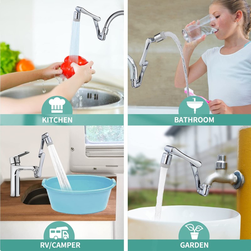 CECEFIN 1080°Rotating Faucet Extender Double Extension - Swivel Long Arm