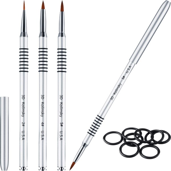 Patelai 3 Pcs Kolinsky 3D Nail Art Brush Set Size