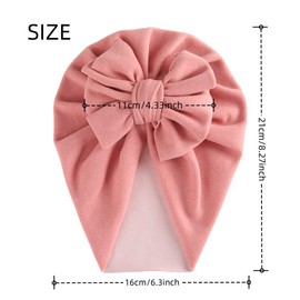 Esumun Baby Girl Hair Bow Hat, Waffle Knitting Turban Top Bowknot Head Wrap, Beanie India Cap for Infants Toddlers Girls 6 PCS (DNDC035)