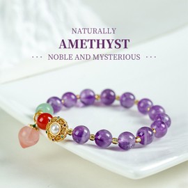 Kaluofan Amethyst Bracelet, Gemstone Bracelet, Stone Bracelet, Women's Bracelet, Pearl Bracelet, Men's Pearl Jewellery Bracelets, Fashion Jewellery for Women, Girls, Stone