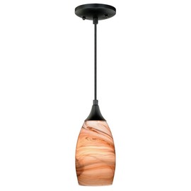 Vaxcel P0173 Milano Mini Pendant Toffee Swirl Glass, Oil Rubbed Bronze Finish
