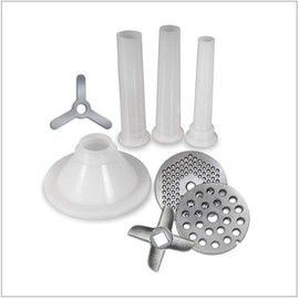 Weston #10 Manual Tinned Meat Grinder and Sausage Stuffer , 4.5mm & 10mm plates, + 3 sausage funnels,Silver