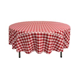 LA Linen Gingham Tablecloth - Checkered Tablecloth for Parties, Picnics & More - Farmhouse Tablecloth - Spring Tablecloth - Picnic Tablecloth - Cloth Tablecloths for Round Tables - 90" Red