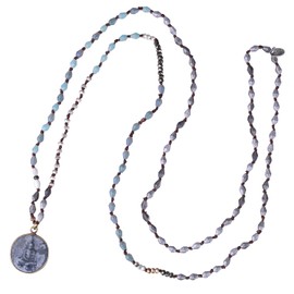 KELITCH 925 Round Buddha Necklace Sakyamuni Necklace Handmade Long Crystal Pendant Necklaces
